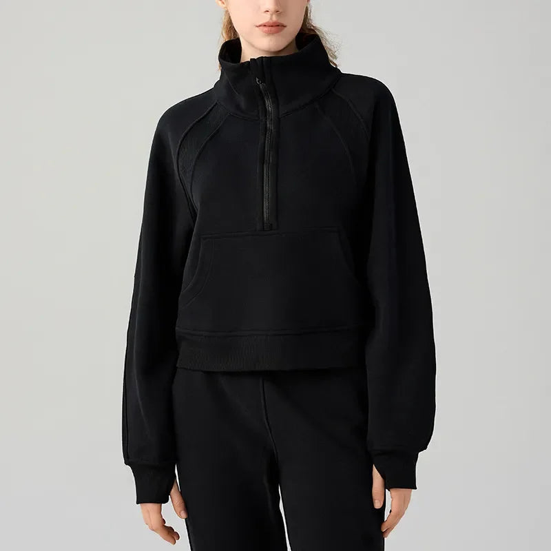 Noxwear New Yoga Suit Loose Casual Sports Shirt Women Yoga Long Sleeve Running Fitness Top Grab Fleece Thick Sports Hoodie