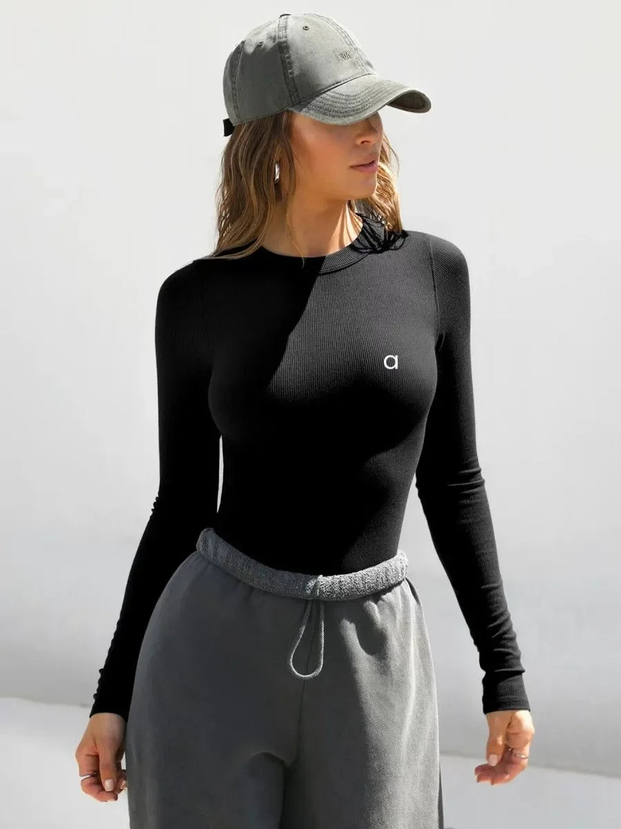Noxwear Women Yoga Shirt Long Sleeves Outfit Solid Color Backless Gym Tight Top Shaping Waist Fitness Outfit Shirts Sportswear for Lady