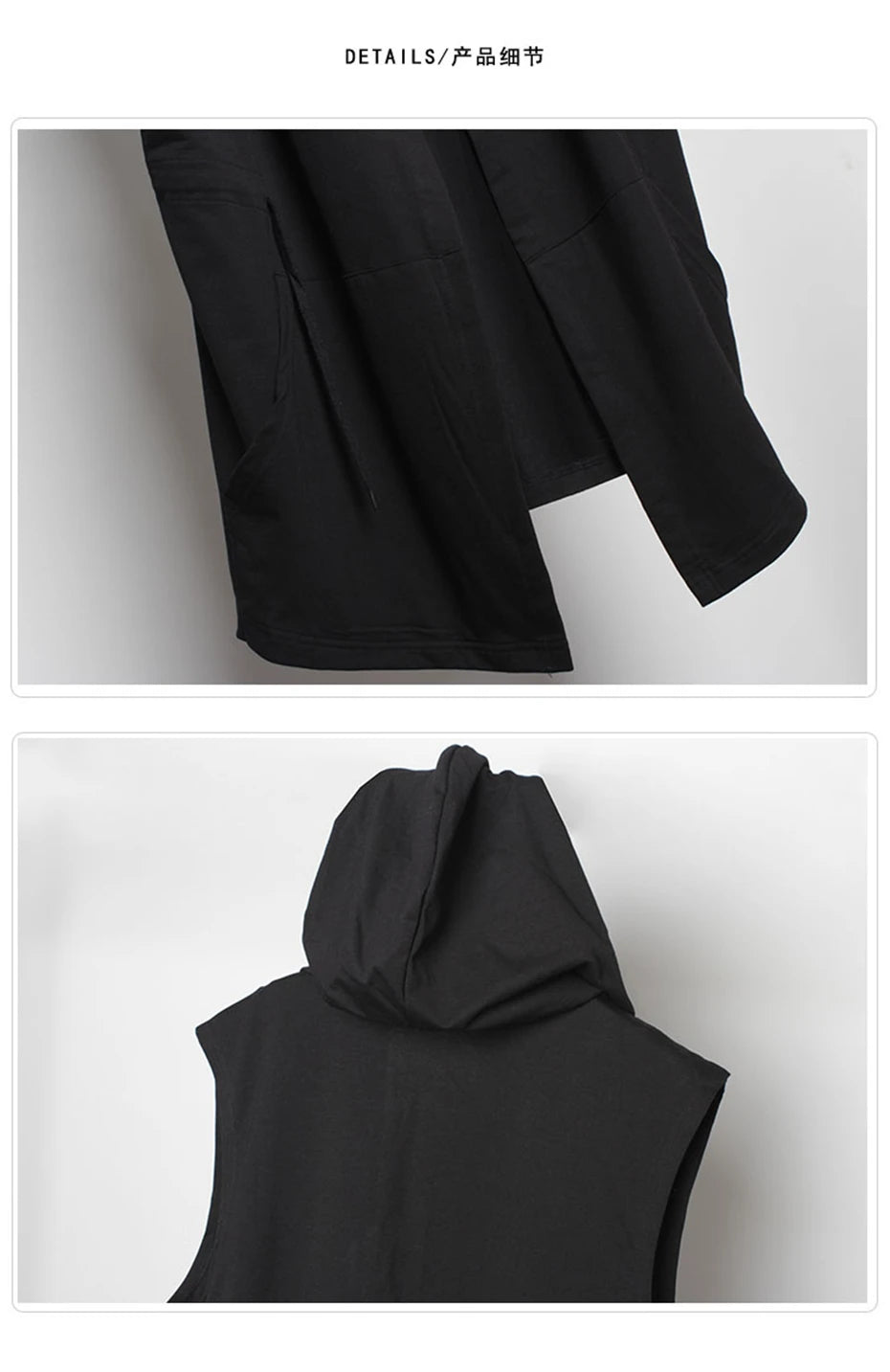 Noxwear - Black Hooded Wizard Vest Coat Men 2025 Autumn Summer Sleeveless Jacket Casual Men Coat Techwear WB184
