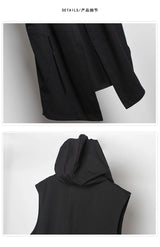 Noxwear - Black Hooded Wizard Vest Coat Men 2025 Autumn Summer Sleeveless Jacket Casual Men Coat Techwear WB184