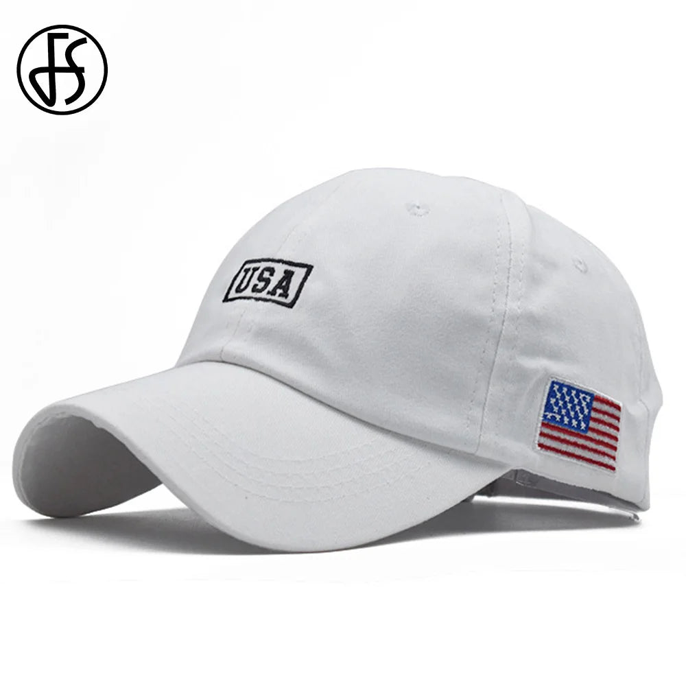 Noxwear-FS Summer Black White American Flag Baseball Caps For Men Brand Women Hat Cotton Trucker Hats Street Hip Hop Cap Bone Feminino