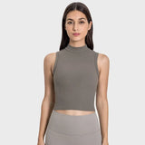 Noxwear Yoga Shirts High Neck Tank Top Tight Sleeveless Shirt Nude Feeling Sports Vest Women Singlet Breathable Sweatshirt