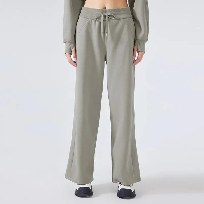 Noxwear Women Yoga Mid-Rise Pant Casual Sweatpants Straight Leg Wide Leg Pants Feeling Slimming Legs Soft Fabric Straight