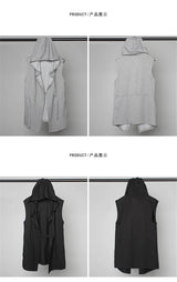 Noxwear - Black Hooded Wizard Vest Coat Men 2025 Autumn Summer Sleeveless Jacket Casual Men Coat Techwear WB184