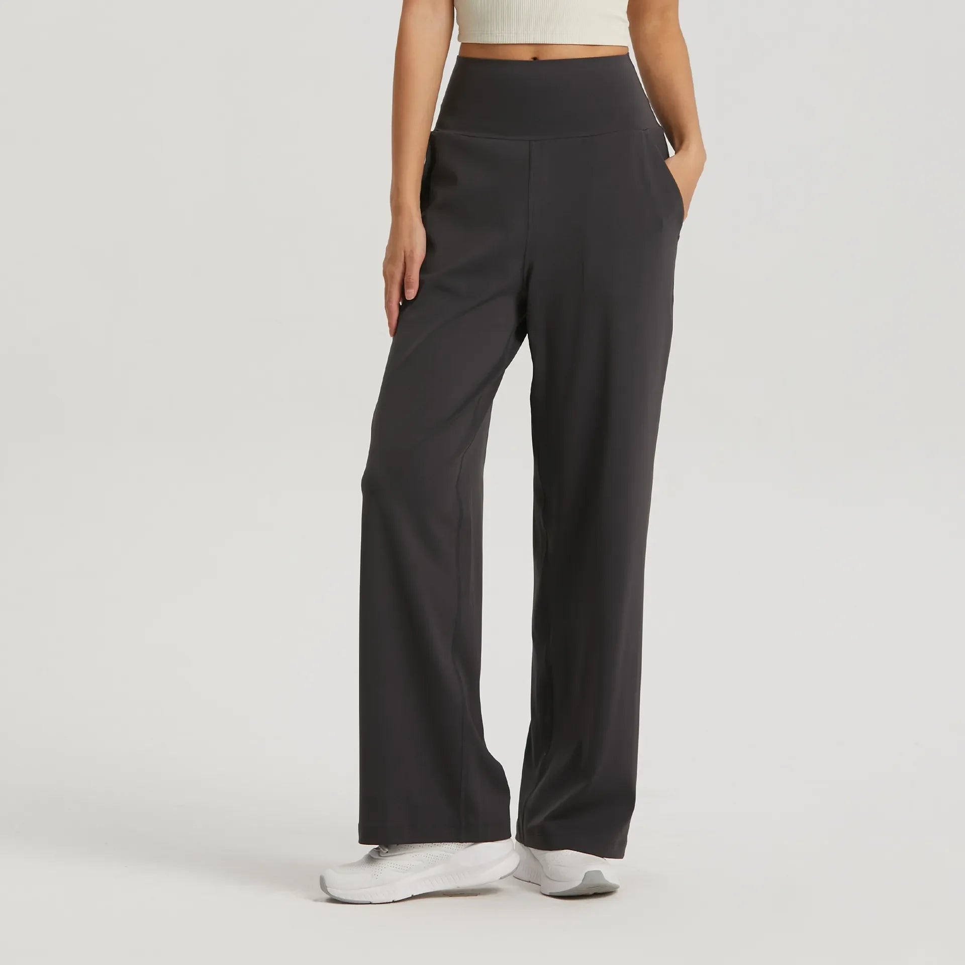 Noxwear women New Large Pocket Wide Leg Pants straight High-waisted Yoga Pants Women's Loose Sports Pants