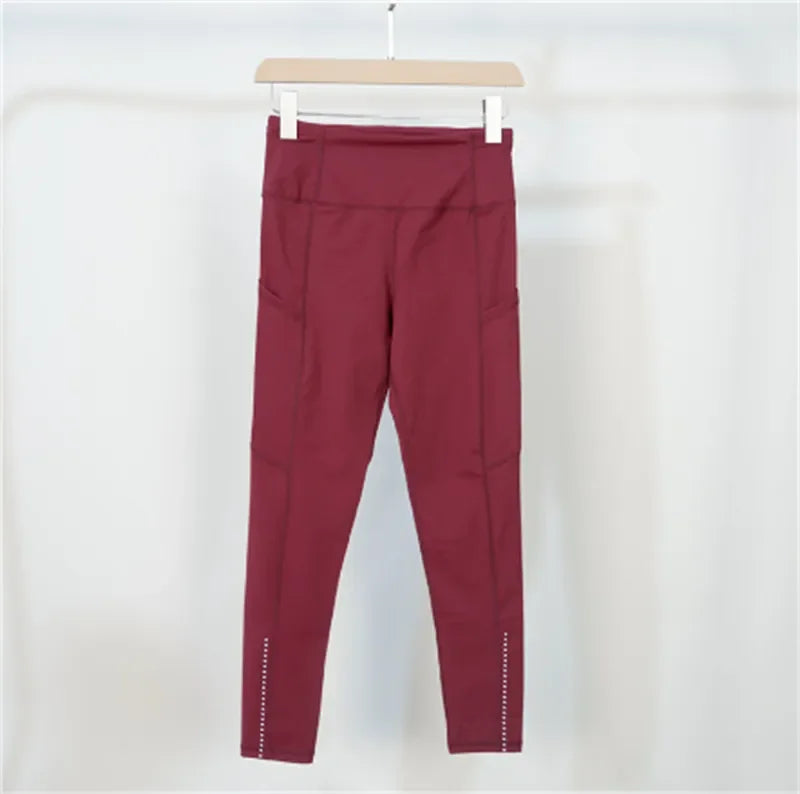 Noxwear leggings with pockets solid color women yoga pants high waist sports gym leggings elastic fitness lady Outdoor sports trousers