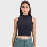 Noxwear Yoga Shirts High Neck Tank Top Tight Sleeveless Shirt Nude Feeling Sports Vest Women Singlet Breathable Sweatshirt