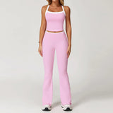 Noxwear 2026 Women Yoga Outfit Sets Two Pieces Long Pants Vest Exercise Sport Gym Running Trainer Bell-bottoms Elastic