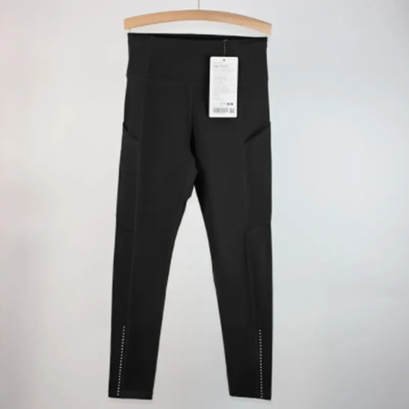 Noxwear leggings with pockets solid color women yoga pants high waist sports gym leggings elastic fitness lady Outdoor sports trousers