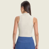 Noxwear Yoga Shirts High Neck Tank Top Tight Sleeveless Shirt Nude Feeling Sports Vest Women Singlet Breathable Sweatshirt