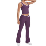 Noxwear Women 2 Pieces Yoga Set Bralette Gym Sports Tracksuit Bra Fitness Shorts Flared Pants Workout Sports Clothes