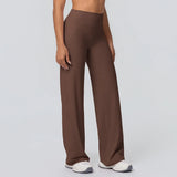 Noxwear Women Yoga Pants Solid Color High Waist Loose Breathable Yoga Wide-leg Pants Running Fitness Yoga Flared Pants