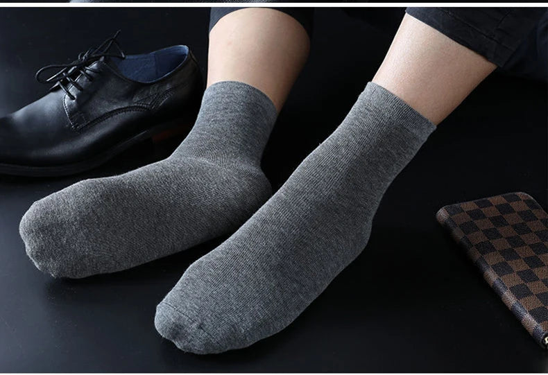 Noxwear - HSS 5/10 Pairs Men's Cotton Blend Socks Black Business Men Socks Soft Breathable Summer Winter for Male Socks Plus Size (6.5-14)