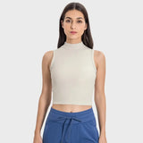 Noxwear Yoga Shirts High Neck Tank Top Tight Sleeveless Shirt Nude Feeling Sports Vest Women Singlet Breathable Sweatshirt