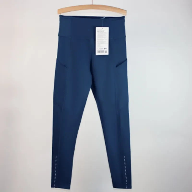 Noxwear leggings with pockets solid color women yoga pants high waist sports gym leggings elastic fitness lady Outdoor sports trousers