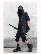 Noxwear - Black Hooded Wizard Vest Coat Men 2025 Autumn Summer Sleeveless Jacket Casual Men Coat Techwear WB184