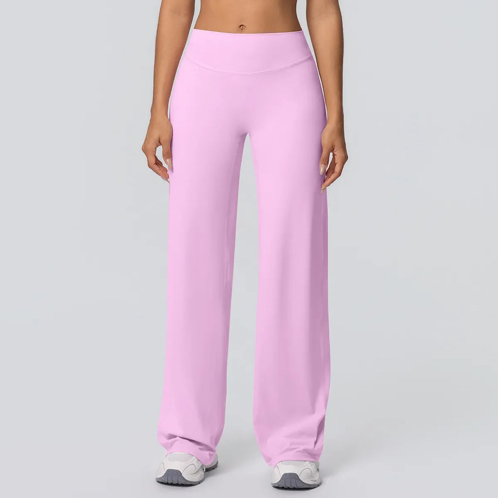 Noxwear Women Yoga Pants Solid Color High Waist Loose Breathable Yoga Wide-leg Pants Running Fitness Yoga Flared Pants