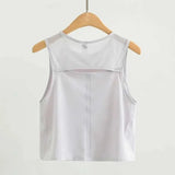 Noxwear Yoga Top Suitable for Women Loose Fitness Tailored Tank Top Fitness Sleeveless Hollow Running Sweat Shirt