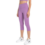 Noxwear Cropped Pants No Yoga Pants Slim Fit Leggings Solid Color Sweatpants Nake Feeling Capris Women Elastic Tight