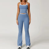 Noxwear 2026 Women Yoga Outfit Sets Two Pieces Long Pants Vest Exercise Sport Gym Running Trainer Bell-bottoms Elastic