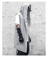 Noxwear - Black Hooded Wizard Vest Coat Men 2025 Autumn Summer Sleeveless Jacket Casual Men Coat Techwear WB184