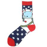 Noxwear - Cotton Happy Funny Socks Men Alien Planet Shark Crazy Design Sokken Unisex Novelty Dinosaur Crew Skateboard Calcetines Hombre