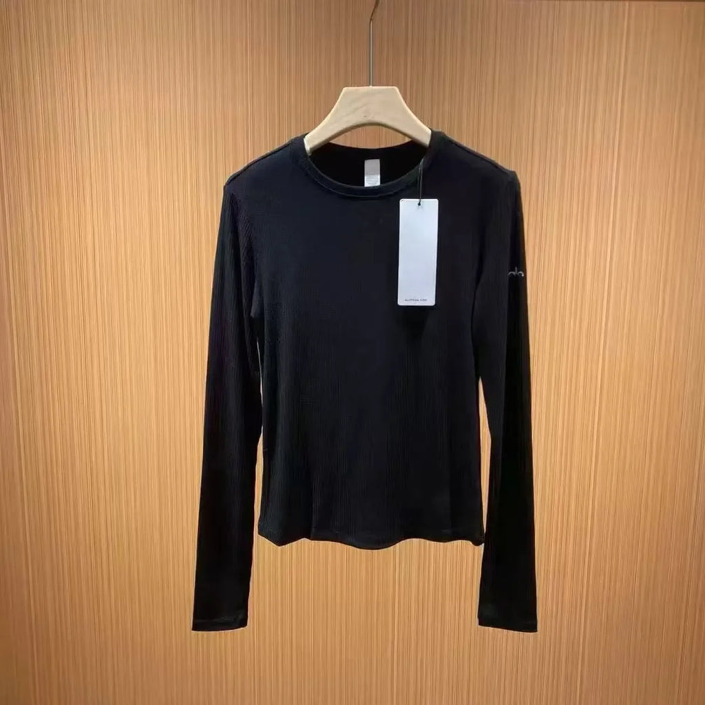 Noxwear Yoga Shirt Yoga Women Long Sleeves Solid Color Gym Tight Top Waist Fitness Outfit Shirts Sportswear for Lady