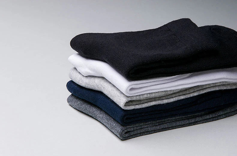 Noxwear - HSS 5/10 Pairs Men's Cotton Blend Socks Black Business Men Socks Soft Breathable Summer Winter for Male Socks Plus Size (6.5-14)