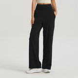 Noxwear women New Large Pocket Wide Leg Pants straight High-waisted Yoga Pants Women's Loose Sports Pants