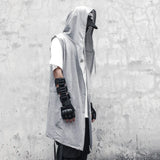 Noxwear - Black Hooded Wizard Vest Coat Men 2025 Autumn Summer Sleeveless Jacket Casual Men Coat Techwear WB184