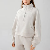 Noxwear New Yoga Suit Loose Casual Sports Shirt Women Yoga Long Sleeve Running Fitness Top Grab Fleece Thick Sports Hoodie