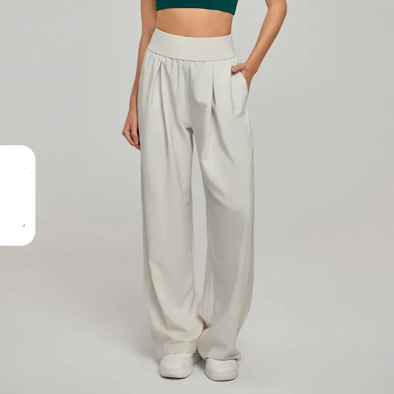 Noxwear New Quick Drying Women Yoga Pants Designer High Waist Sports Pants Full-length Dance Studio Trousers Straight-Leg Pants