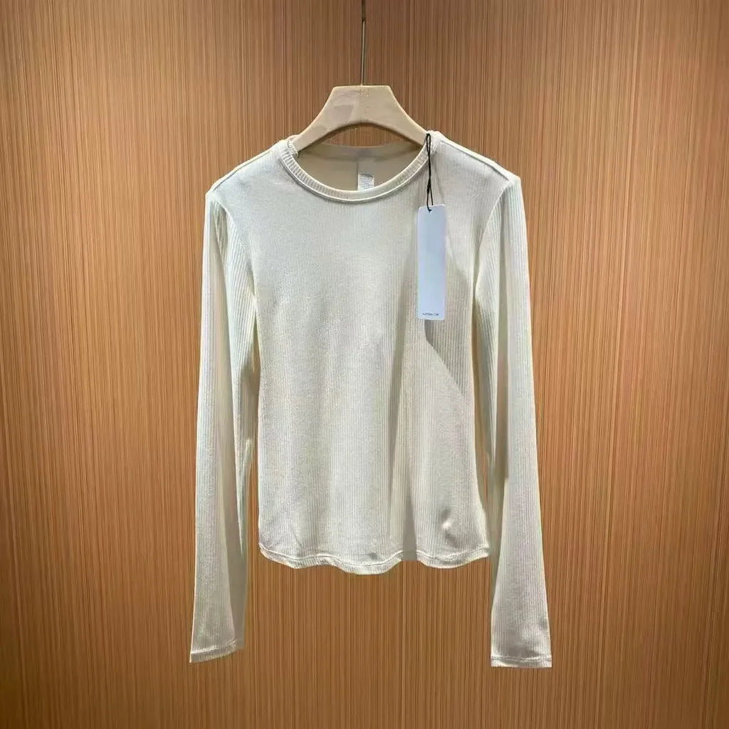 Noxwear Yoga Shirt Yoga Women Long Sleeves Solid Color Gym Tight Top Waist Fitness Outfit Shirts Sportswear for Lady