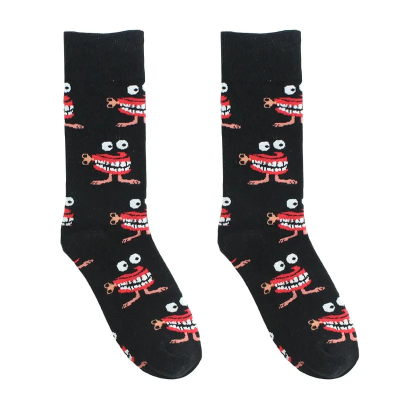 Noxwear - Cotton Happy Funny Socks Men Alien Planet Shark Crazy Design Sokken Unisex Novelty Dinosaur Crew Skateboard Calcetines Hombre