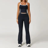 Noxwear 2026 Women Yoga Outfit Sets Two Pieces Long Pants Vest Exercise Sport Gym Running Trainer Bell-bottoms Elastic