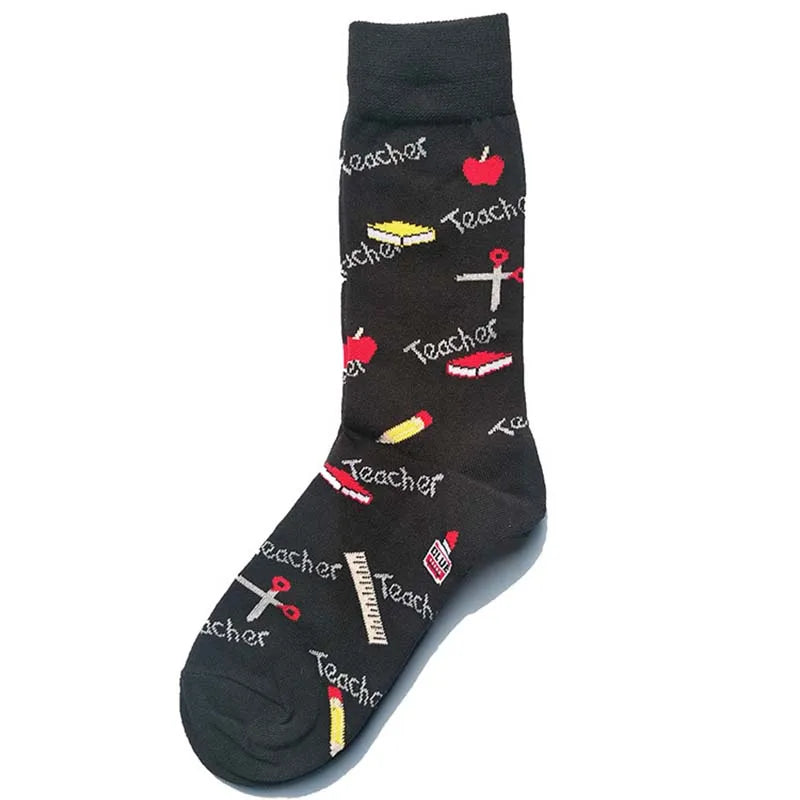 Noxwear - Cotton Happy Funny Socks Men Alien Planet Shark Crazy Design Sokken Unisex Novelty Dinosaur Crew Skateboard Calcetines Hombre