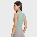 Noxwear Yoga Shirts High Neck Tank Top Tight Sleeveless Shirt Nude Feeling Sports Vest Women Singlet Breathable Sweatshirt