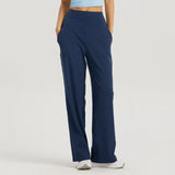 Noxwear women New Large Pocket Wide Leg Pants straight High-waisted Yoga Pants Women's Loose Sports Pants