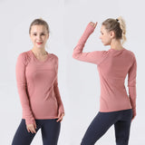Noxwear Women Yoga Shirt Long Sleeves Outfit Solid Color Backless Gym Tight Top Shaping Waist Fitness Outfit Shirts Sportswear for Lady