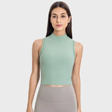 Noxwear Yoga Shirts High Neck Tank Top Tight Sleeveless Shirt Nude Feeling Sports Vest Women Singlet Breathable Sweatshirt
