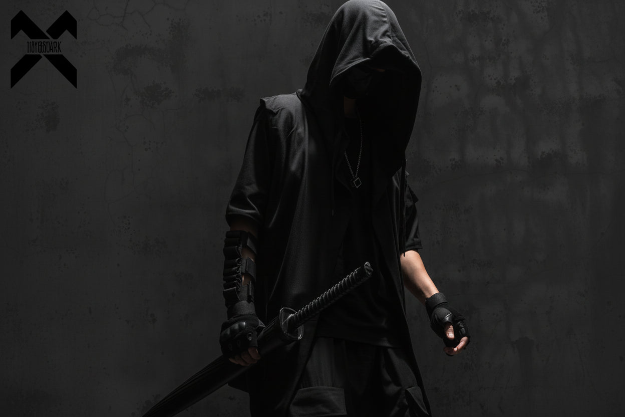 Noxwear - Black Hooded Wizard Vest Coat Men 2025 Autumn Summer Sleeveless Jacket Casual Men Coat Techwear WB184