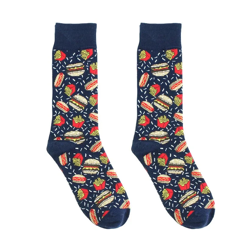 Noxwear - Cotton Happy Funny Socks Men Alien Planet Shark Crazy Design Sokken Unisex Novelty Dinosaur Crew Skateboard Calcetines Hombre