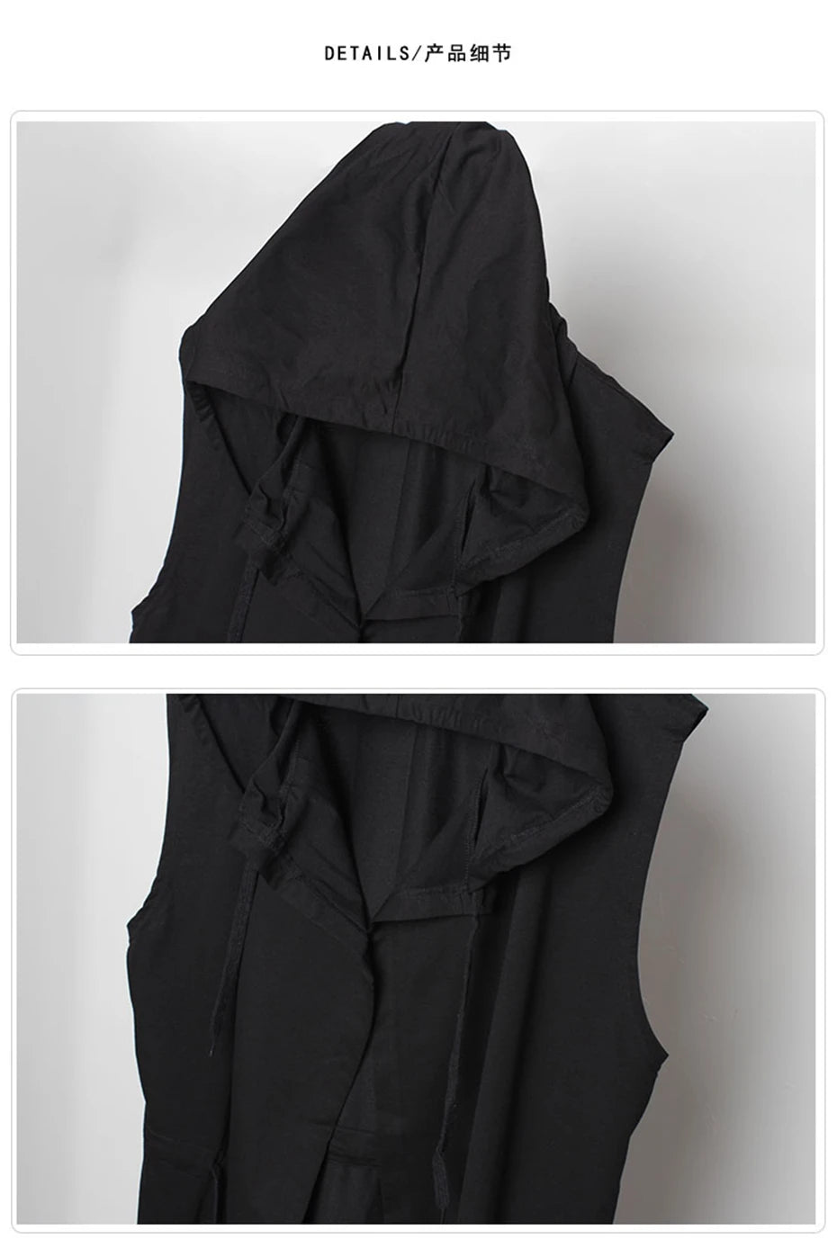 Noxwear - Black Hooded Wizard Vest Coat Men 2025 Autumn Summer Sleeveless Jacket Casual Men Coat Techwear WB184