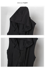 Noxwear - Black Hooded Wizard Vest Coat Men 2025 Autumn Summer Sleeveless Jacket Casual Men Coat Techwear WB184