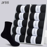 Noxwear - HSS 5/10 Pairs Men's Cotton Blend Socks Black Business Men Socks Soft Breathable Summer Winter for Male Socks Plus Size (6.5-14)
