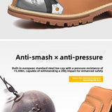 Noxwear - Steel toe cap boots waterproof non-slip work shoes for men women anti smash anti puncture leather construction site safety shoes