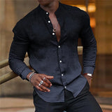 Noxwear - 2024 New Gray Shirt  Casual Hawaiian Shirt  Collar Long Sleeve  Sleeve Shirt Fashion Trend Tops Club Party Beach Street Shirt