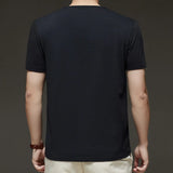 Noxwear - 2025 New Men's Business Casual Three Button V-neck Short Sleeved T-shirt Korean Style Summer Comfortable Versatile Top