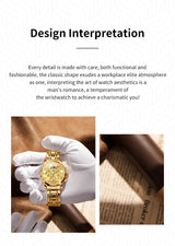 Noxwear - OLEVS Top Luxury Brand Men's Watches Moon Phase Chronograph Quartz Watch for Man Gold Stainless Steel Luminous Original Watch