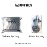 Noxwear - HSS 5/10 Pairs Men's Cotton Blend Socks Black Business Men Socks Soft Breathable Summer Winter for Male Socks Plus Size (6.5-14)